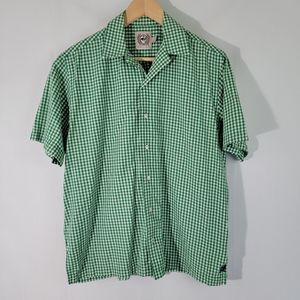 Cinch Women's Green/White Plaid Button-Front Short Sleeve Western Shirt Sz Small
